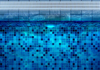 Top View Under Water Swimming Pool Lighting using LED Light with Single Lights at the Floor of Poolside