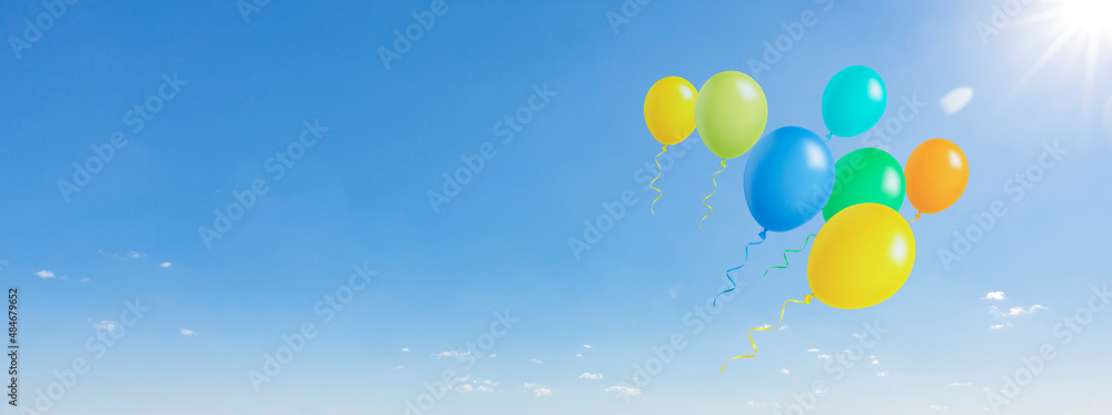 Wall mural luftballons vor blauem himmel