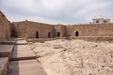 Ateshgah fire temple in Surakhani town, a suburb of Baku, Azerbaijan. The tetrapillar altar was built during the 17th and 18th centuries and used as a Hindu, Sikh, and Zoroastrian place of worship