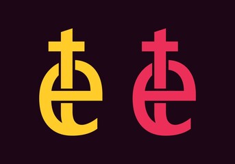Obraz premium Unique of TE or ET initial letter