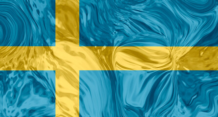 sweden flag fluttering in the wind. state symbol of sweden. national sign of the swedish people