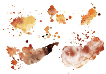 Coffee stains watercolor elements. Template for decorating designs and illustrations.	
