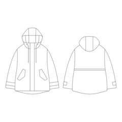 Template women blend parka vector illustration flat design outline clothing collection outerwear © MFKRT