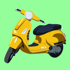 yellow bike scooter urban transport vector graphics