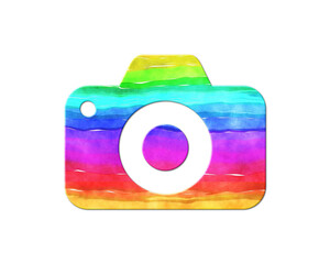 Photographer Photography symbol, LGBT Gay Pride Rainbow Flag icon logo illustration