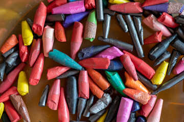 colorful crayons in a box