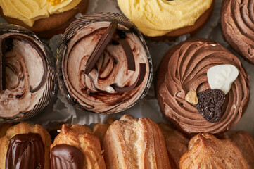 Cakes in the box top view