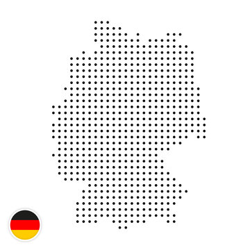 Germany dotted map design. White background with Germany flag.