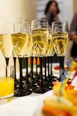 glasses of champagne on the table