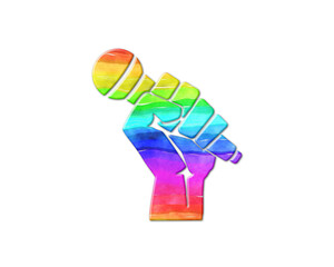 Microphone Mic symbol, LGBT Gay Pride Rainbow Flag icon logo illustration