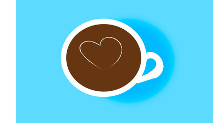 Cup of coffee with foam heart