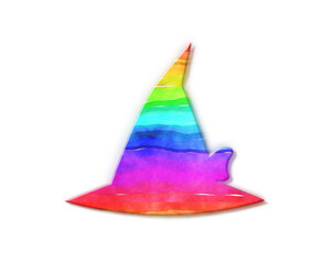 Witch Halloween Hat symbol, LGBT Gay Pride Rainbow Flag icon logo illustration