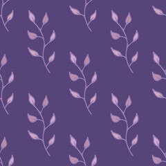 Seamless pattern with purple branches on violet background. Vector image.