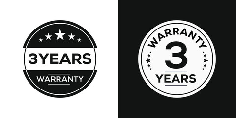 Fototapeta na wymiar 3 years warranty seal stamp, vector label.