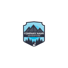 badge mountain adventure logo design