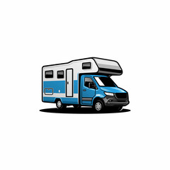 camper van - caravan - motor home illustration vector	 - obrazy, fototapety, plakaty