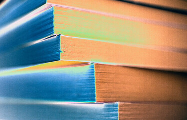 stack of colorful books