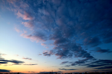 Twilight sky background with colorful sky in twilight background. Dramatic sky on the summer sunset.