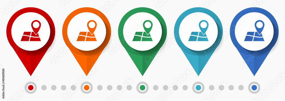 Poster navigation, travel concept vector icon set, flat design pointers, infographic template