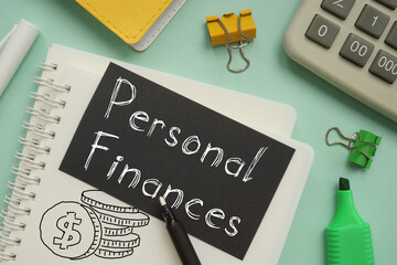 Personal Finances are shown on the business photo using the text