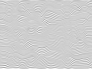 Abstraction. Black waved lines on a white background.
Vector illustration.