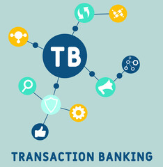 TB - Transaction Banking acronym. business concept background. vector illustration concept with keywords and icons. lettering illustration with icons for web banner, flyer, landing pag