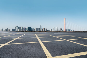 Fototapeta premium Freeway skyline and financial district modern buildings