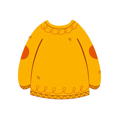 Vector illustration, jacket, sweater, knitted clothes, isolated on white background.