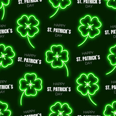 Patricks day green neon pattern
