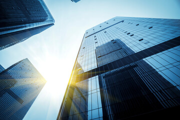 Financial District Office Building Facades and Glass Curtain Walls