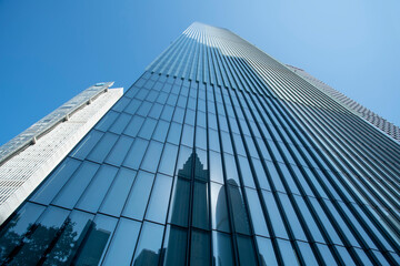 Fototapeta na wymiar Financial District Office Building Facades and Glass Curtain Walls