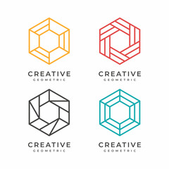 set of hexagon logo design vector