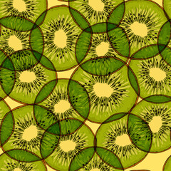 Kiwi fruit slice vector seamless pattern for fabrics, textiles, wrapping paper
