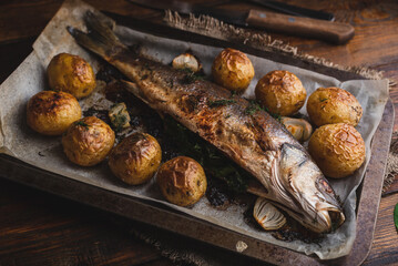 Fish Baked with Sorrel and New Potatoes