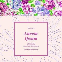 Floral Frame Invitation stock illustration wedding flower botanical blossom