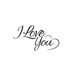 I Love You. Lettering I Love You sign line style with heart decoration vector design
