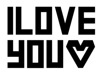 I Love You. Corner style Lettering I Love You sign with heart decoration vector design
