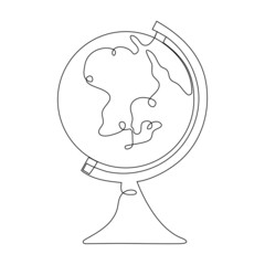Earth One line drawing icon. Continuous line Globe. Minimalism style. Vector illustration.