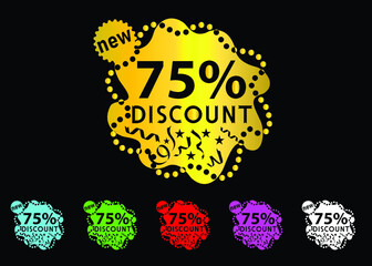 75 percent discount new offer logo and icon design