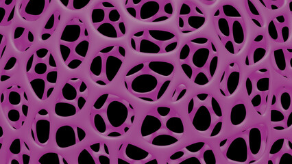 Pink Voronoi shape hole net (3D Rendering)