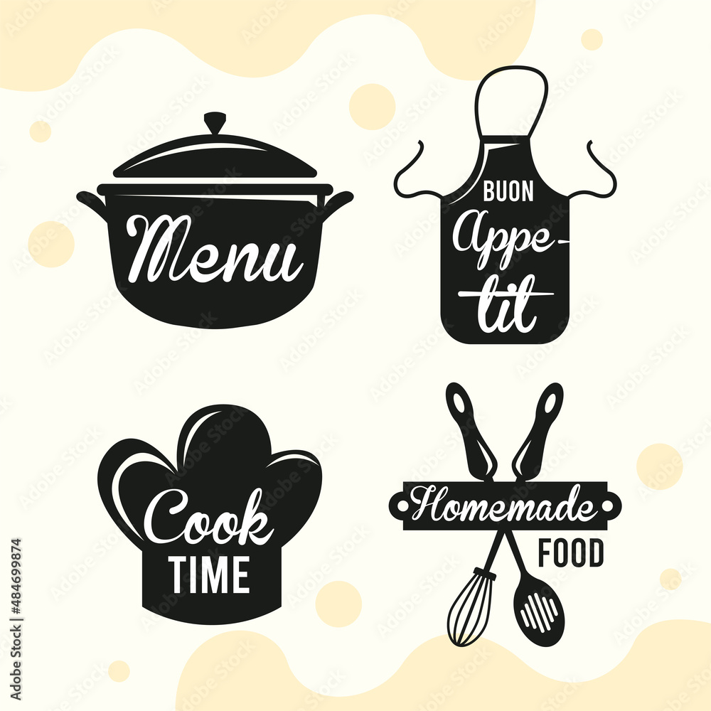 Wall mural four food cook labels