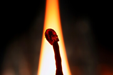 Fire burns in wooden phosphorus