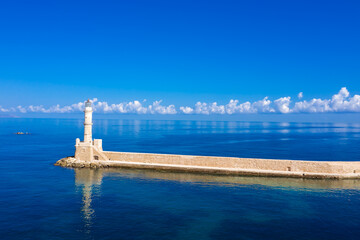 Chania bay on a sunny morning, Crete island. Greece