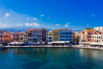 Fototapeta premium Chania bay on a sunny morning, Crete island. Greece