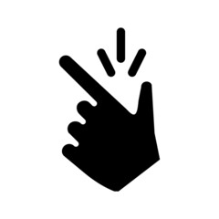 New ideas metaphor black glyph icon. Clicking fingers. Ok gesture. Remember thought. Successful partnership. Silhouette symbol on white space. Solid pictogram. Vector isolated illustration
