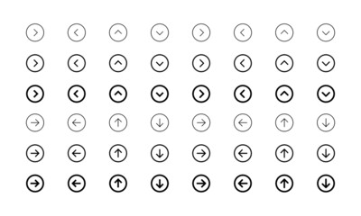 Set of black arrows in rounded icon. Direction, pointers, upload, download sign. Flat isolated outline symbol for: illustration, logo, mobile, app, banner, web design, dev, ui, ux, gui. Vector EPS 10