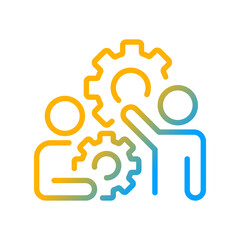 Coordination gradient linear vector icon. Group project development. Cooperation for work. Monitoring and management. Thin line color symbol. Modern style pictogram. Vector isolated outline drawing