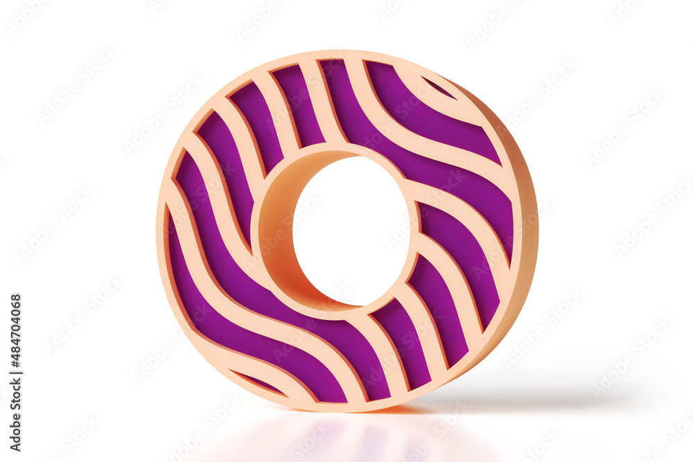 Poster undulated 3d font. letter o suitable for designing concepts such as colorful advertisements, ads and