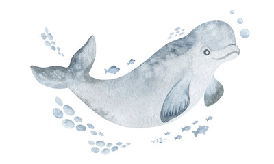 Set of arctic animals. Northern wild animals. Watercolor illustration. For children's books, postcards, stickers, sublimation.