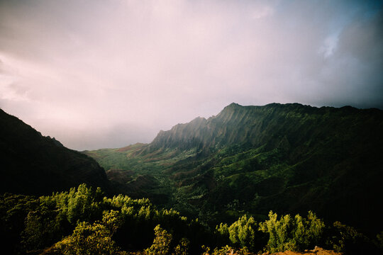 Clouds Roll in over the Kalalau Valley in Kauai's Nā Pali Coast